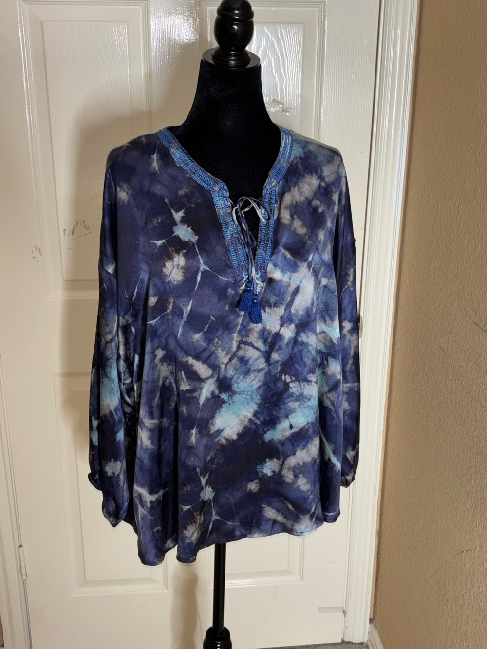 Johnny Was Moonlight Tie Dye Silk Blouse Size XXL